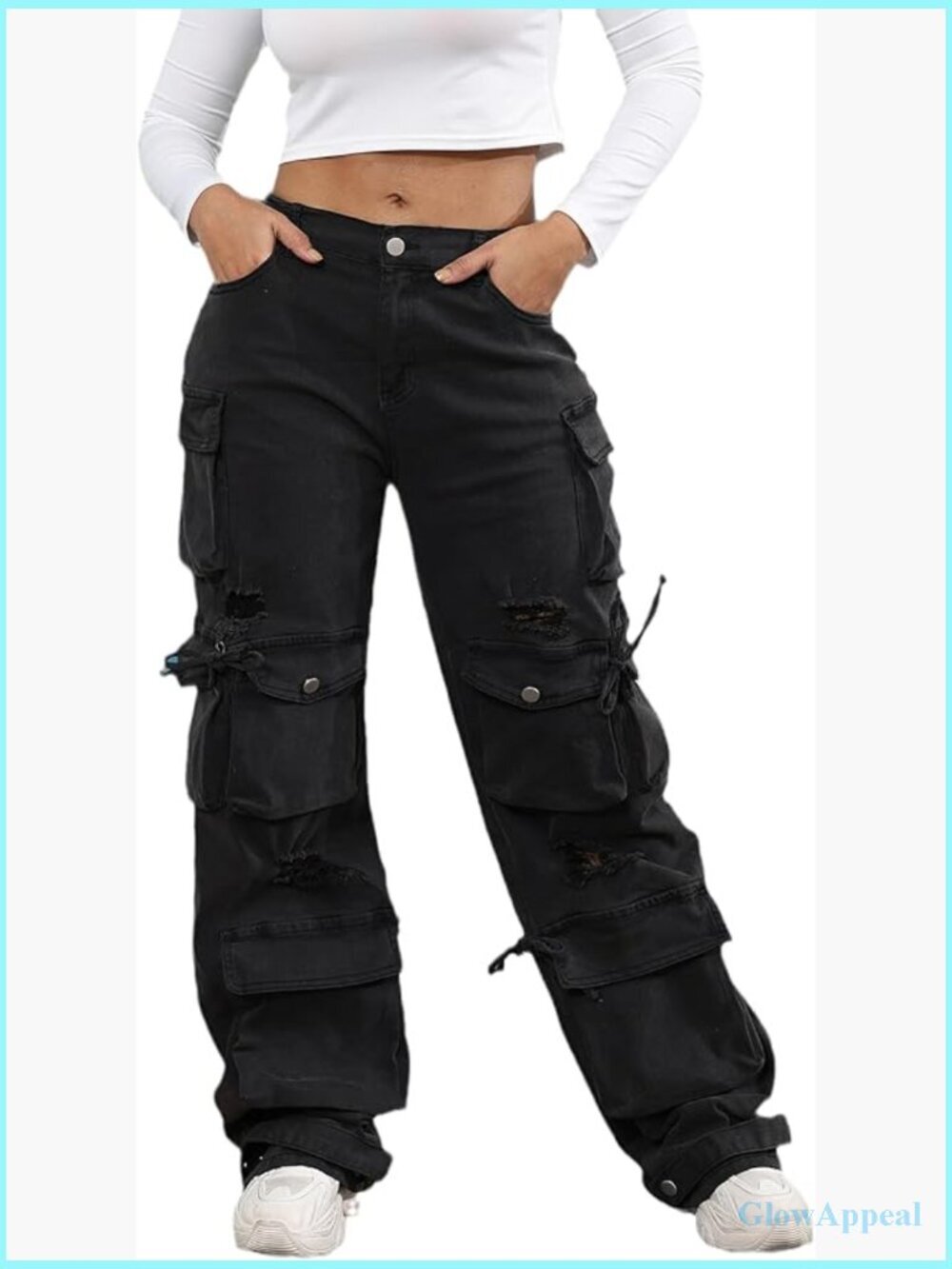 High Waist Baggy Cargo Jeans Y2K Streetwear Pants with Pockets